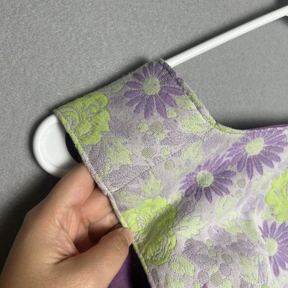 Vintage Handmade Purple Green Floral Vest Artsy Retro 70's Hippie Festival Small - Picture 4 of 6